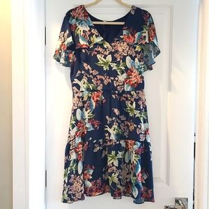 Cap sleeve A-line floral dress. Slate & willow brand